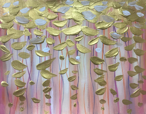 Sparkle of Joy - Original Large Gold Abstract Painting by Dmitry King, Painting for Sale on Select