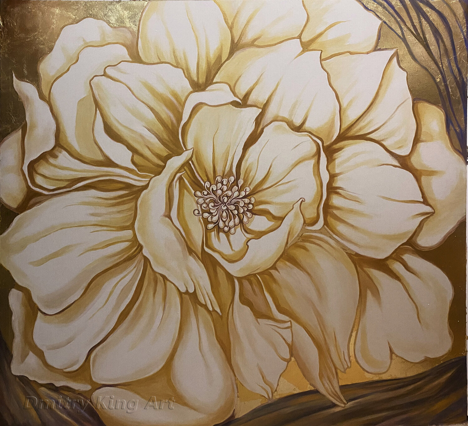Gold Flower Dmitry King Original painting for sale