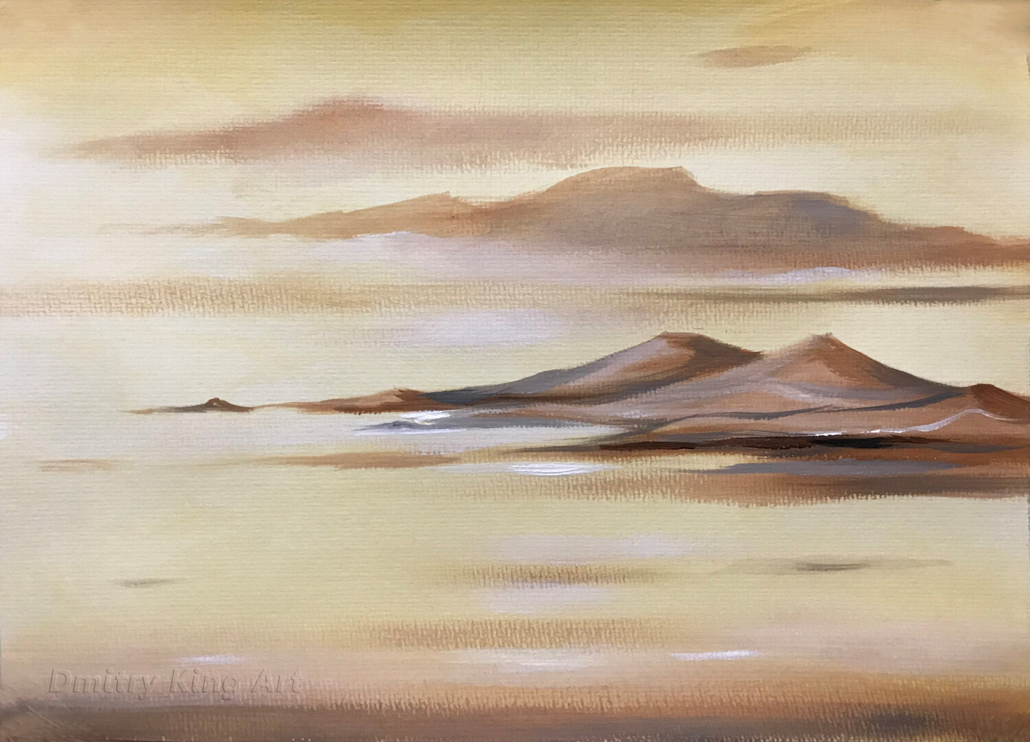 Awakening of Light - abstract minimalist beige landscape painting Dmitry King Original painting for sale
