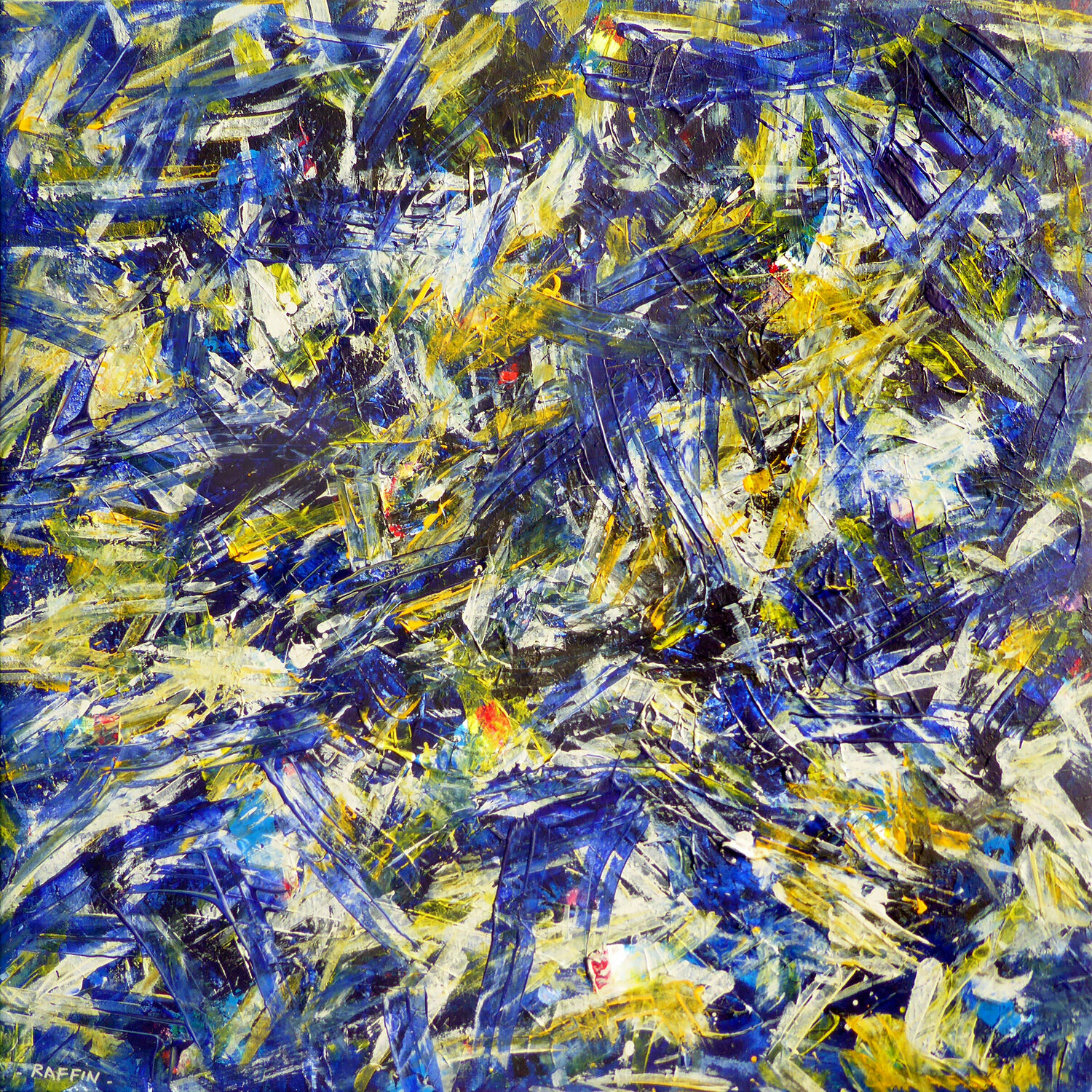 ETUDE BLEU & JAUNE Gilbert Raffin Original painting for sale