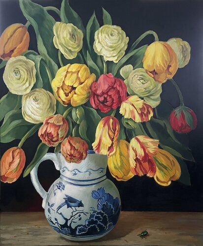 Spring Bouquet with Beetle by Anna Reznikova, Painting for Sale on Select