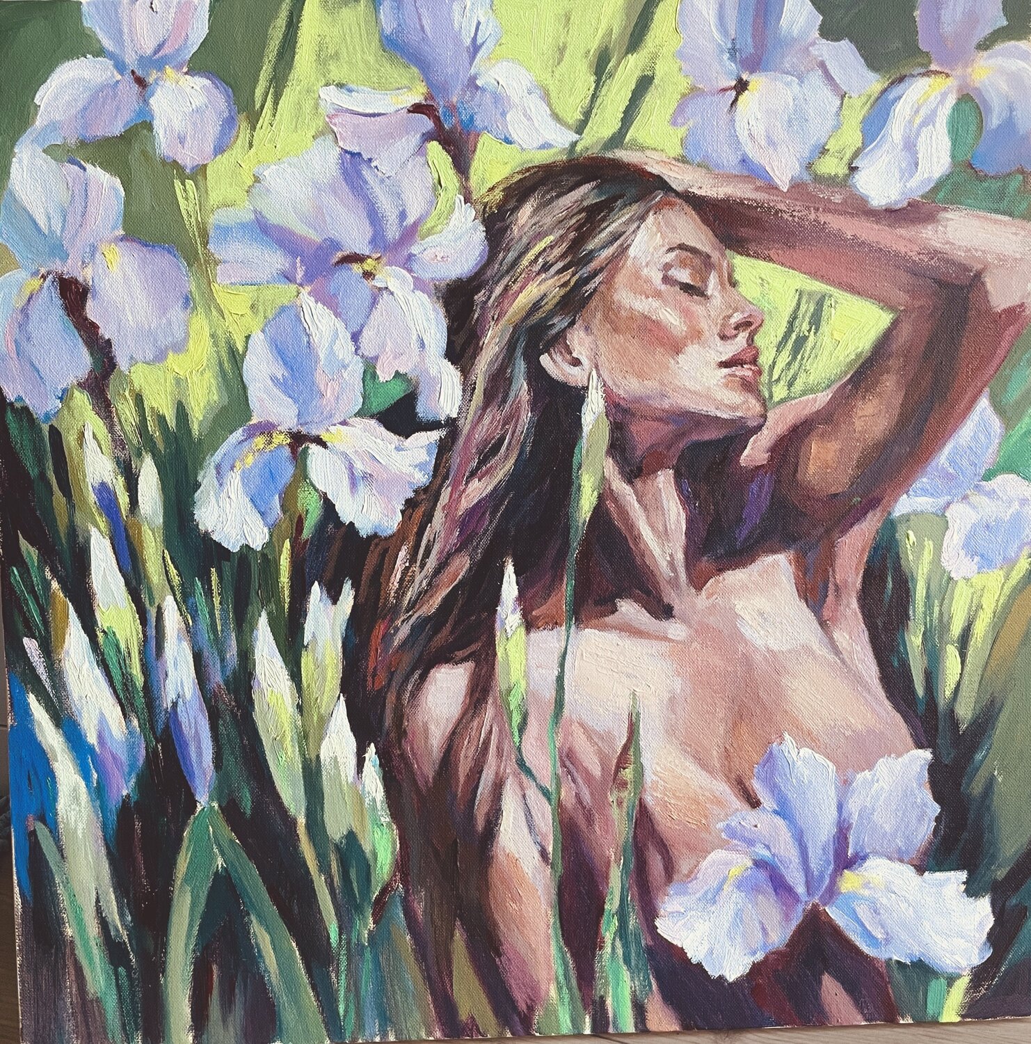 Among the Irises Anna Reznikova Original painting for sale