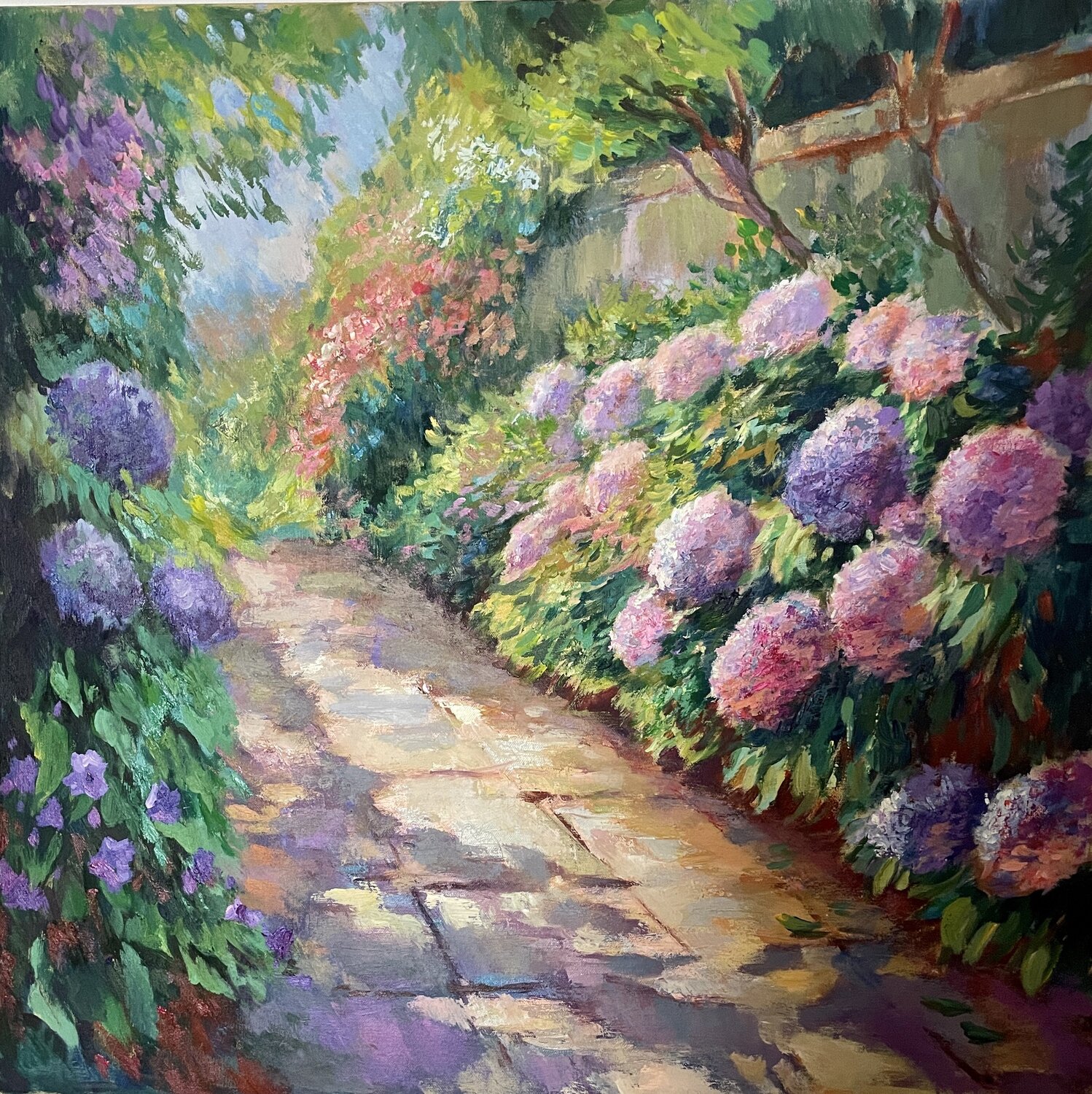 Colourful Hydrangeas Anna Reznikova Original painting for sale