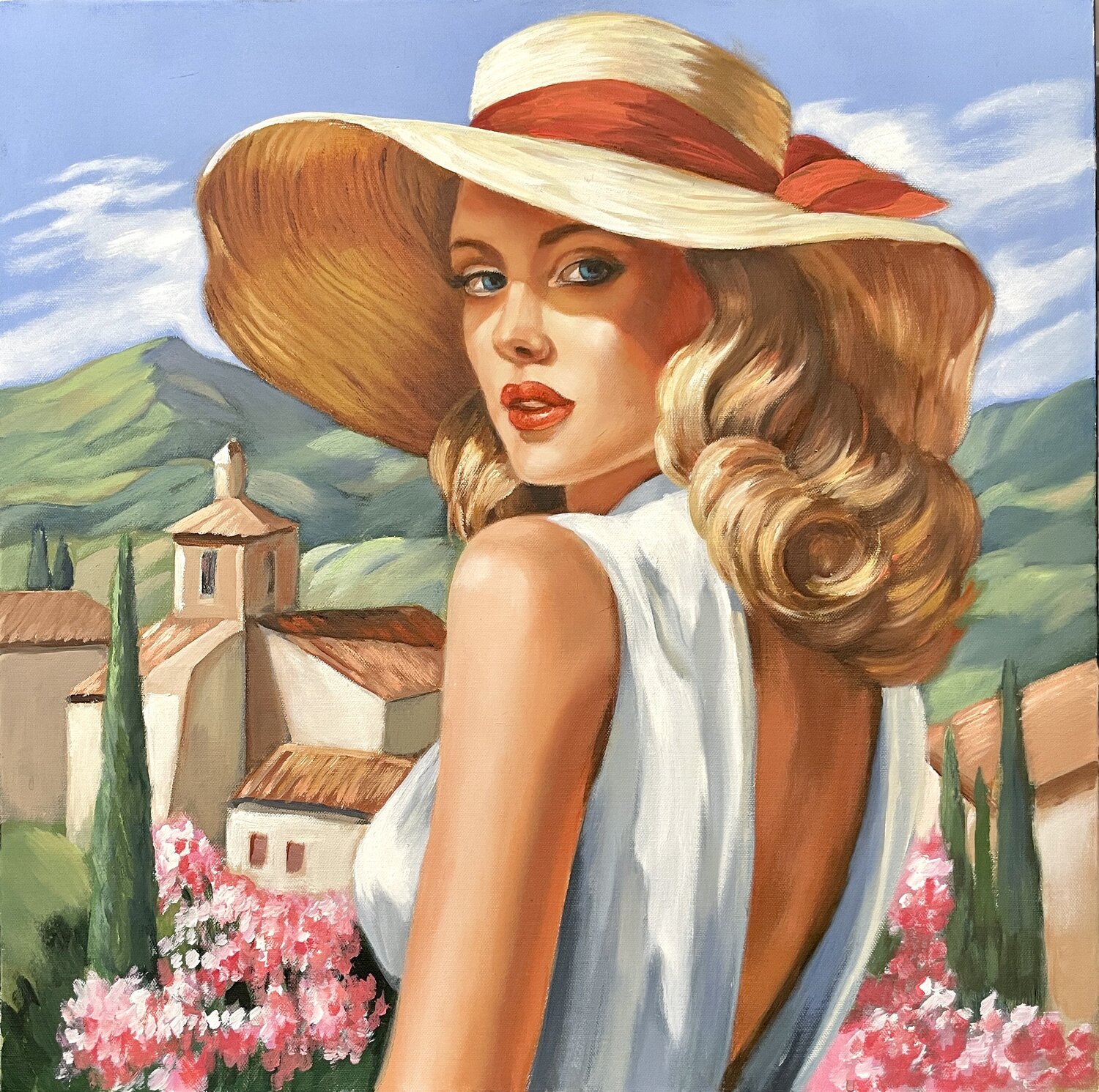 Summer Midday in Tuscany Anna Reznikova Original painting for sale