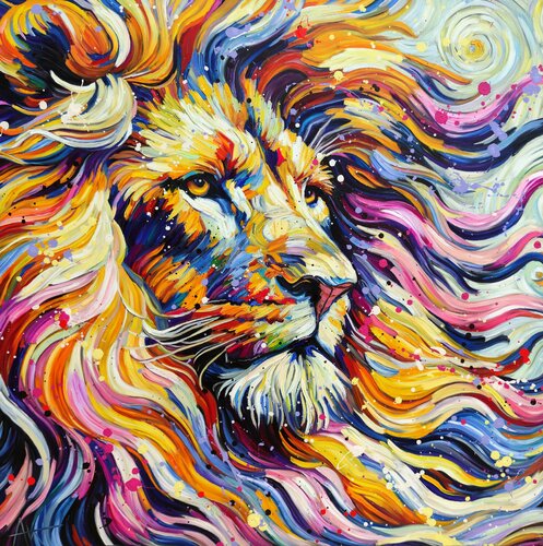 Lionheart - Lion Portrait by Angie Wright, Painting for Sale on Select