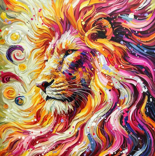 Baber Sher - Portrait of a Lion by Angie Wright, Painting for Sale on Select
