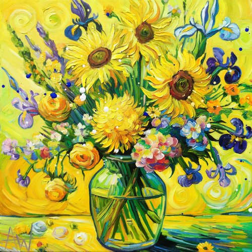 Sunbeam Bouquet - Cheerful Yellow Flowers Painting by Angie Wright, Painting for Sale on Select