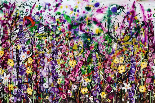 Floral Aftershock - For the Love of Jackson Pollock by Angie Wright, Painting for Sale on Select