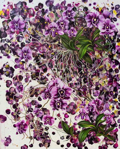 Amaranthine - Large Scale Orchid Flower Oil Painting by Angie Wright, Painting for Sale on Select