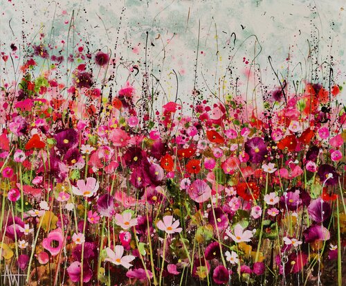 when you kiss me i blush - Wildflower Landscape by Angie Wright, Painting for Sale on Select