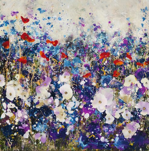 The Chaos of Beautiful - Poppies and Irises by Angie Wright, Painting for Sale on Select