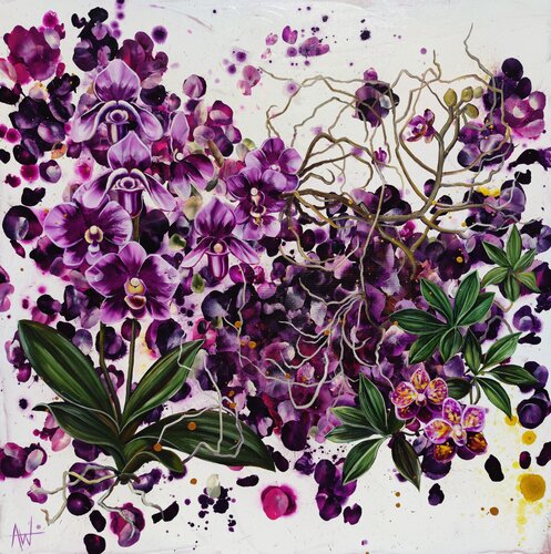 Beautifully Entangled - Purple Orchid Study by Angie Wright, Painting for Sale on Select