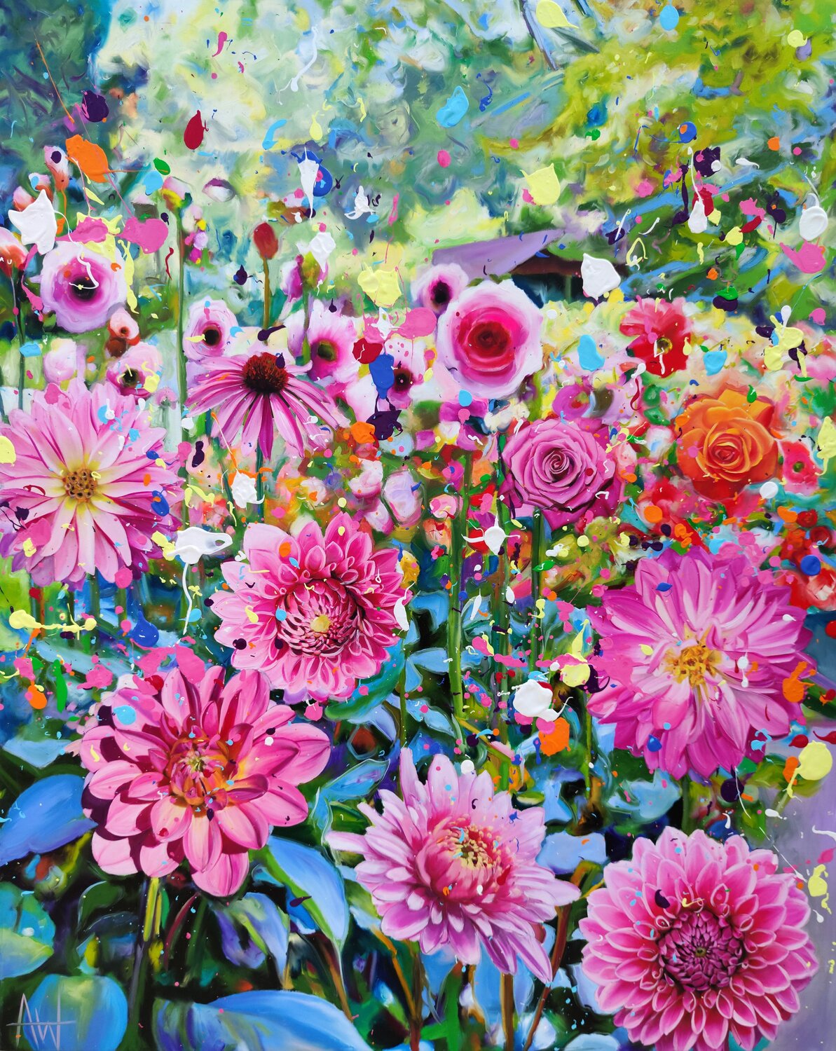 Pink Parade Angie Wright Original painting for sale