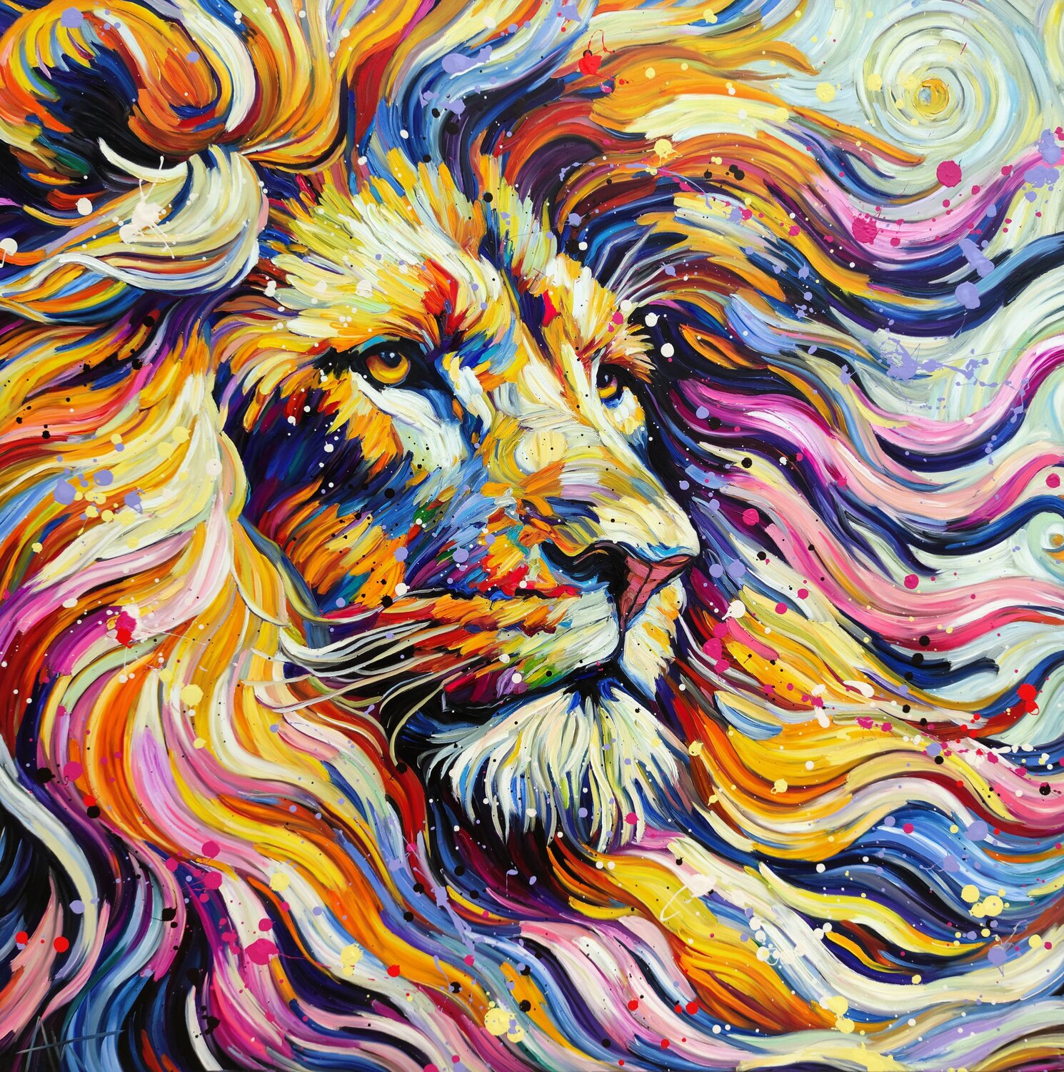 Lionheart - Lion Portrait Angie Wright Original painting for sale