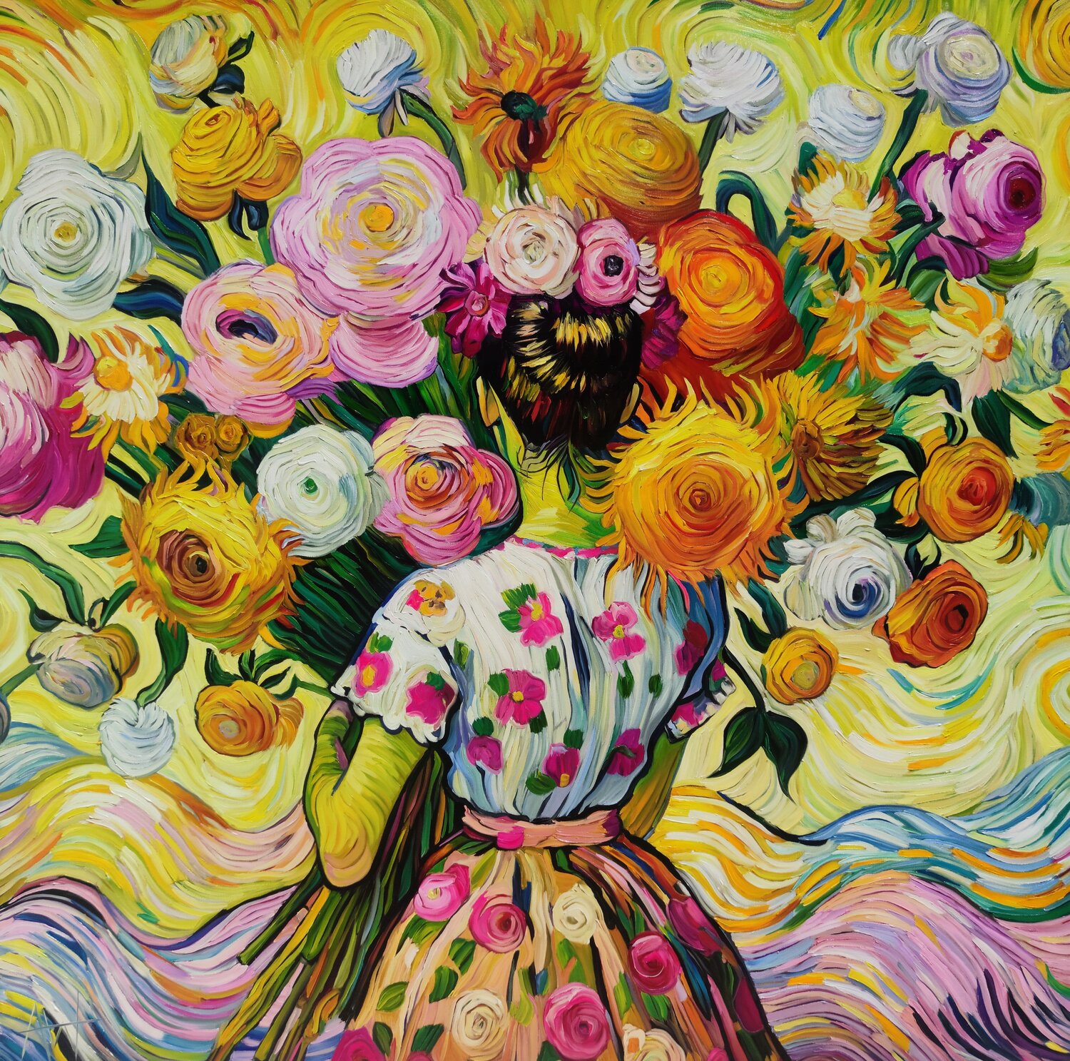 Freya's Garden - Floral Landscape Angie Wright Original painting for sale