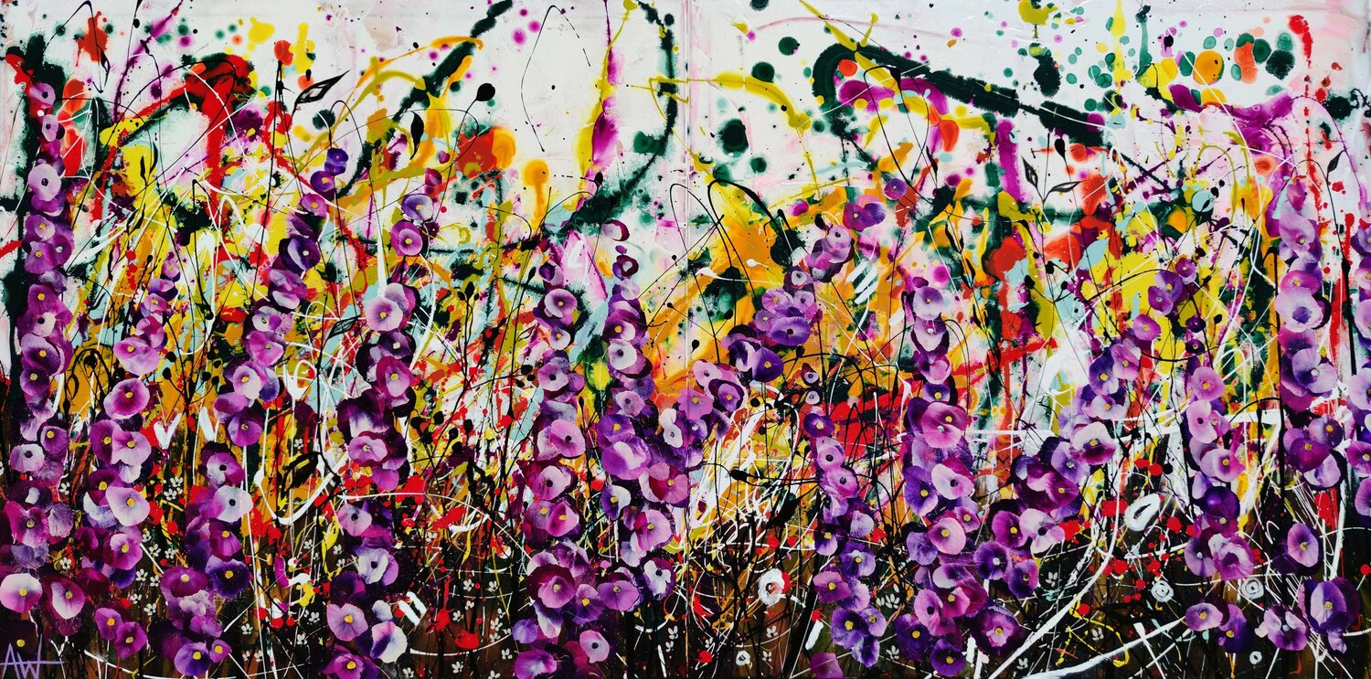 The Wild Floralia (Diptych) - For the Love of Jackson Pollock Angie Wright Original painting for sale