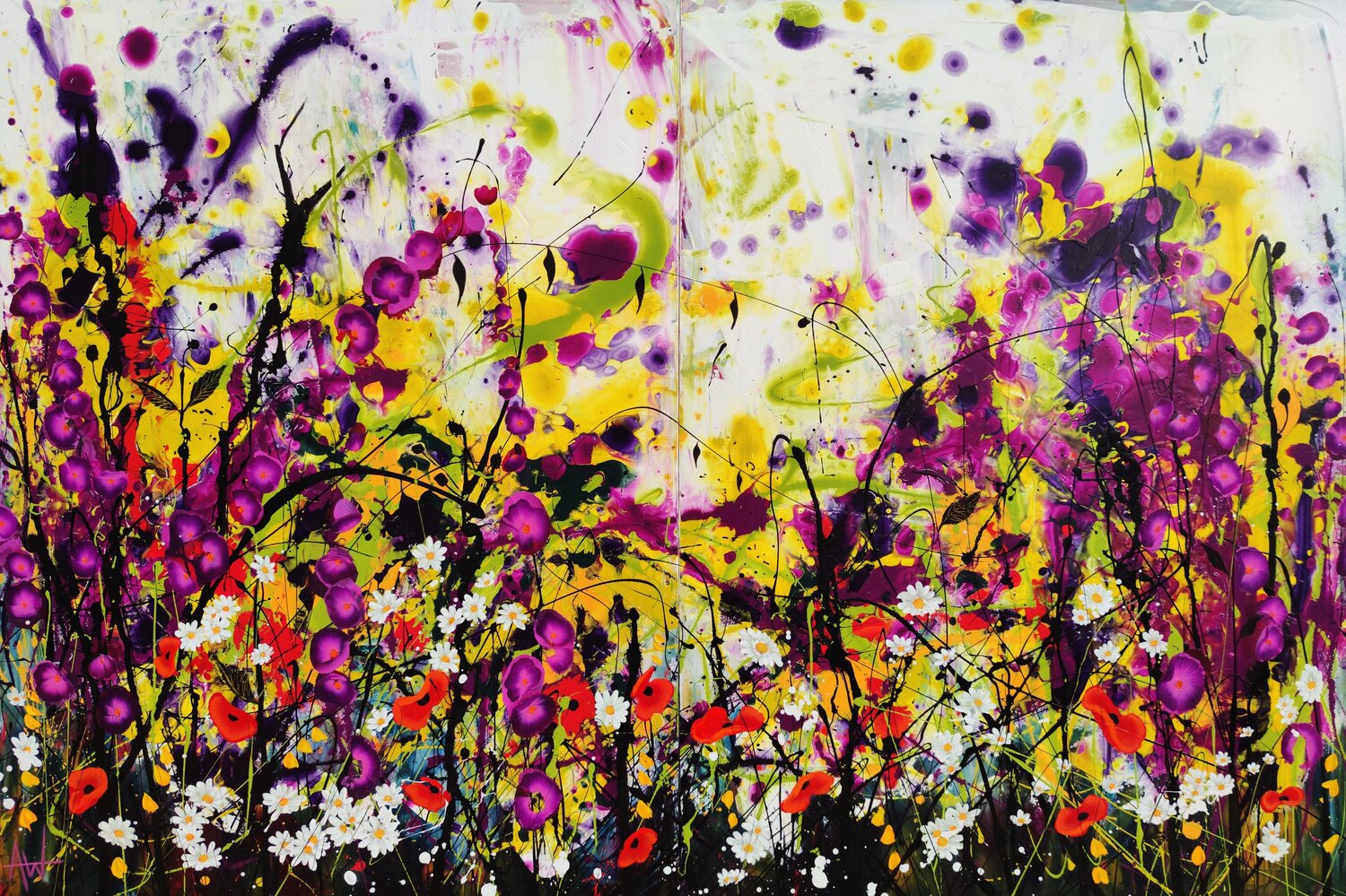 Violet Honeyday - A Jackson Pollock Love Affair Angie Wright Original painting for sale