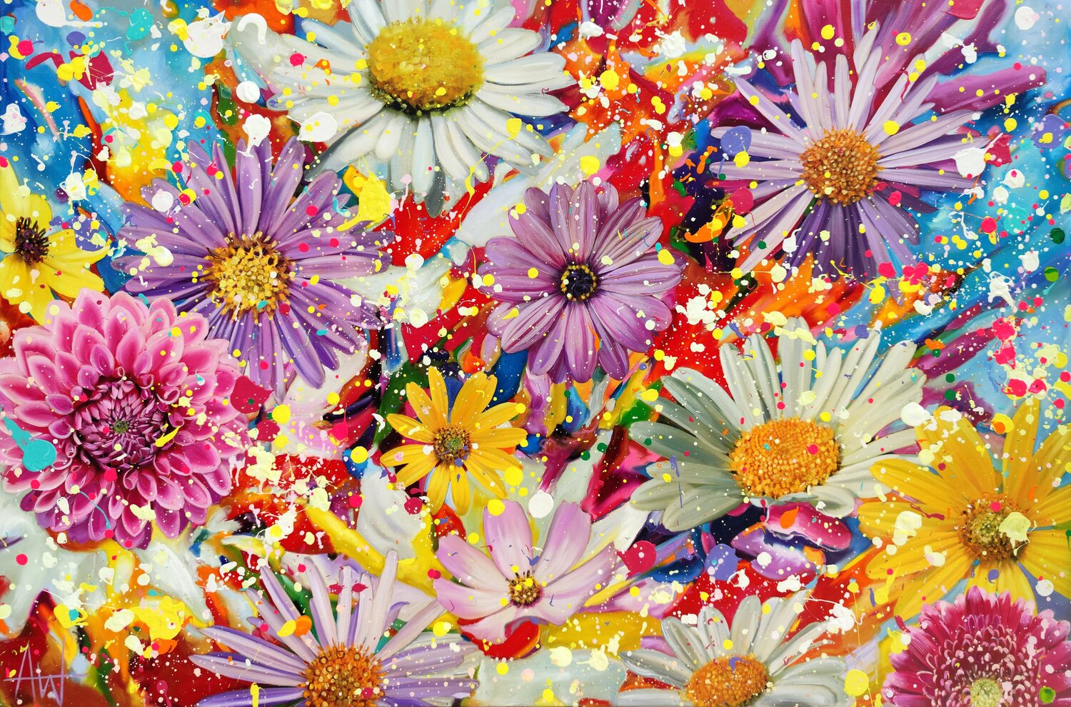 i love you, i love you - Large Artwork Flower Bouquet Angie Wright Original painting for sale