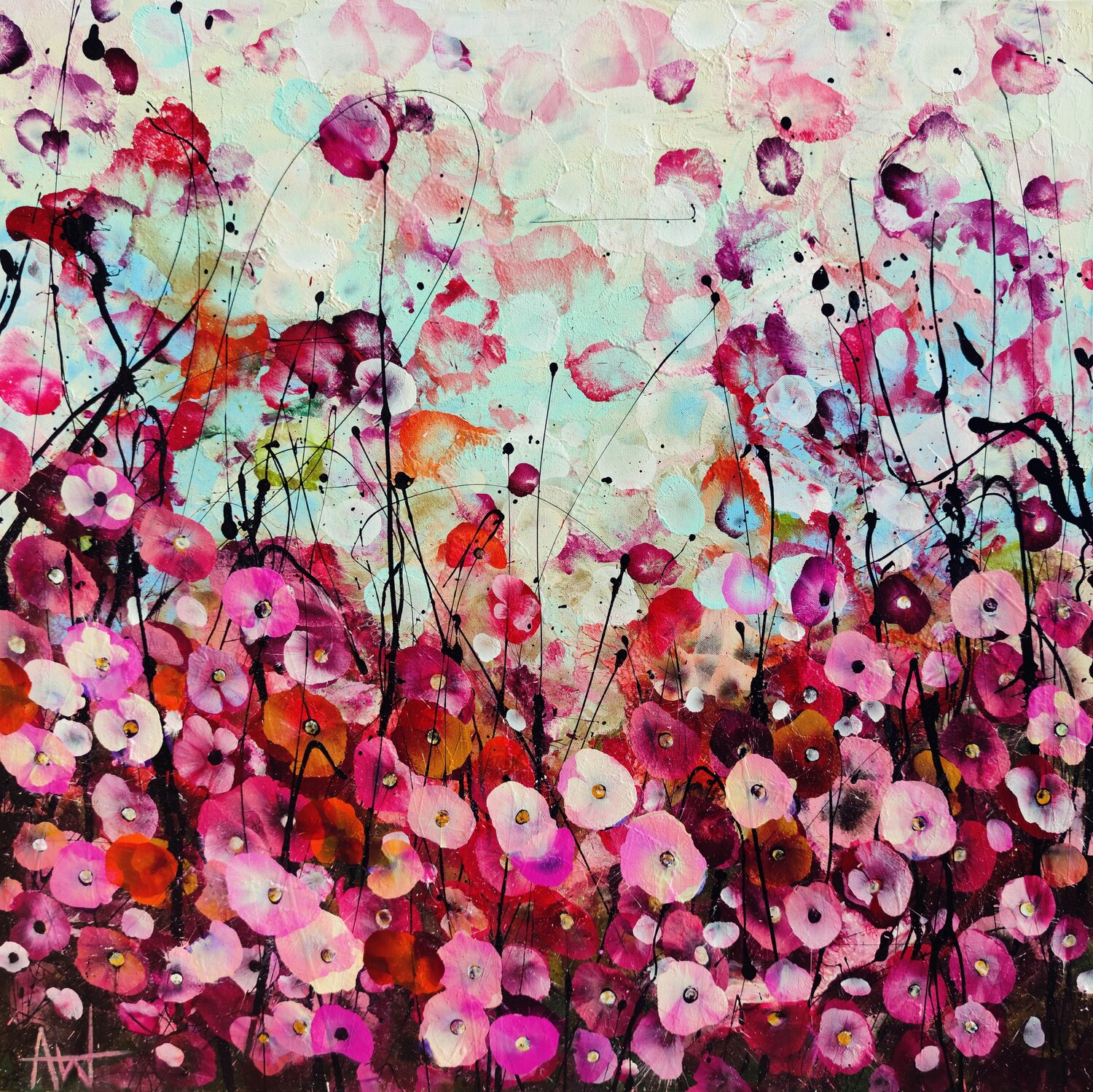 Where Happiness Blooms Angie Wright Original painting for sale