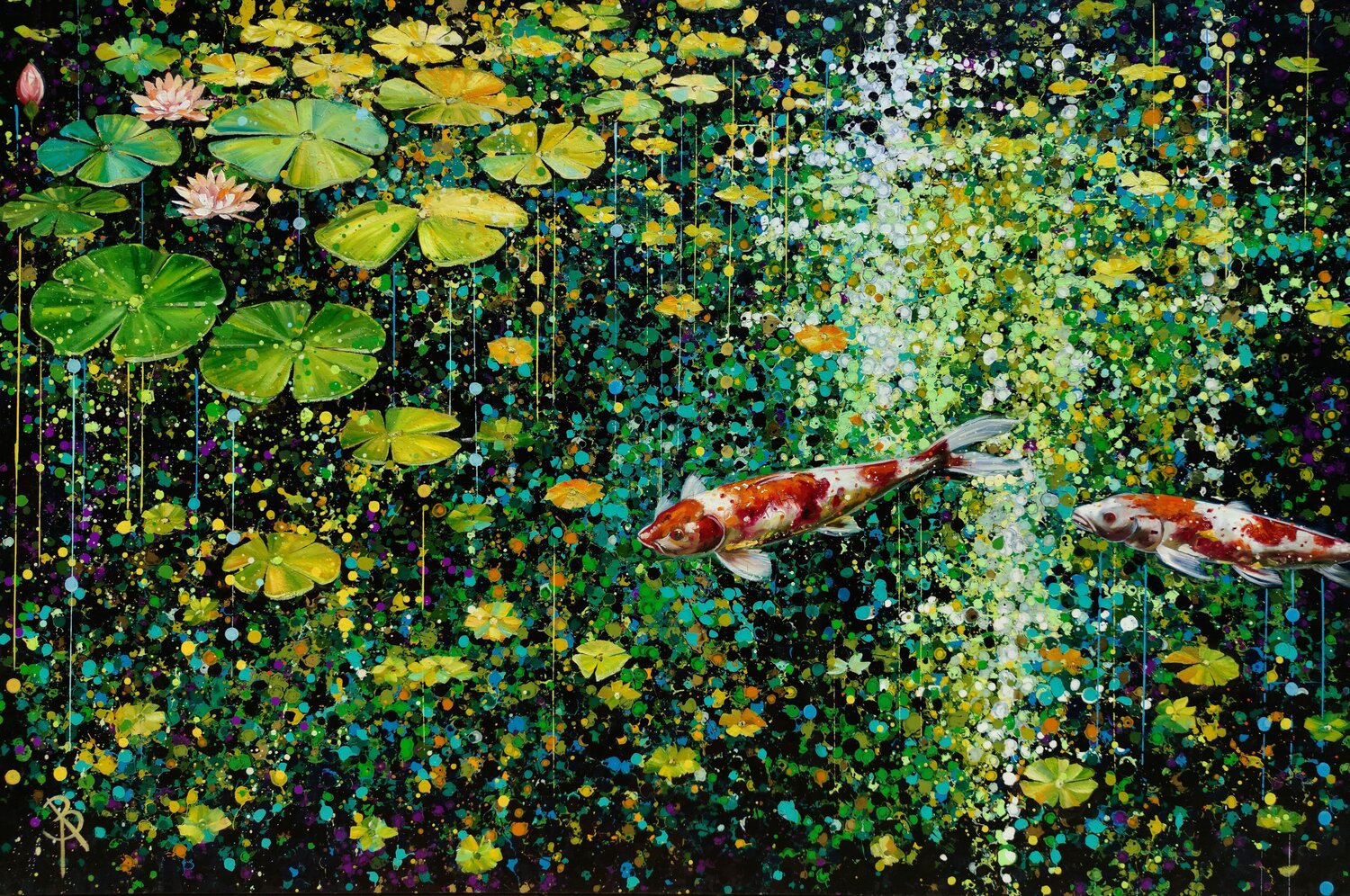 The Midnight Water Garden Angie Wright Original painting for sale