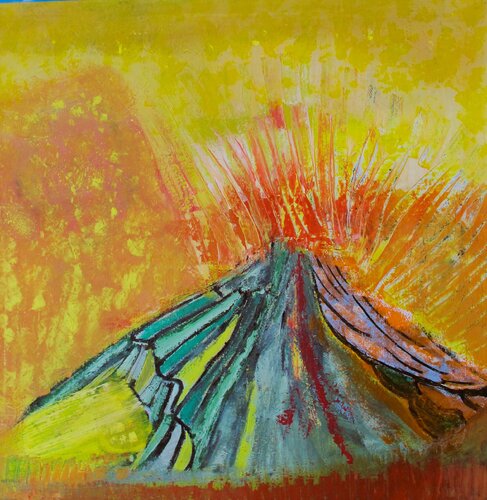 Volcan en éruption by Guillaume Defins, Painting for Sale on Select
