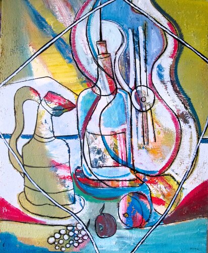 Composition à la guitare by Guillaume Defins, Painting for Sale on Select