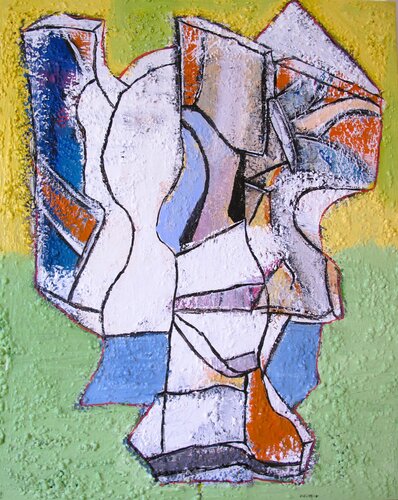 Abstraction jaune orangée # 3 by Guillaume Defins, Painting for Sale on Select