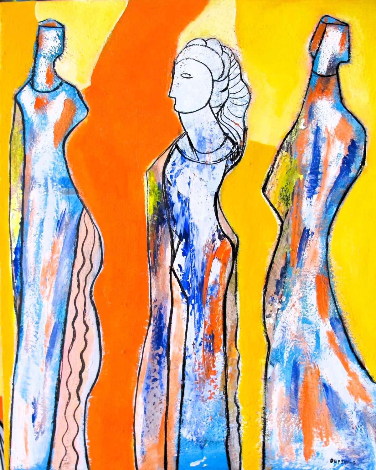 Silhouettes # 2 Guillaume Defins Original painting for sale