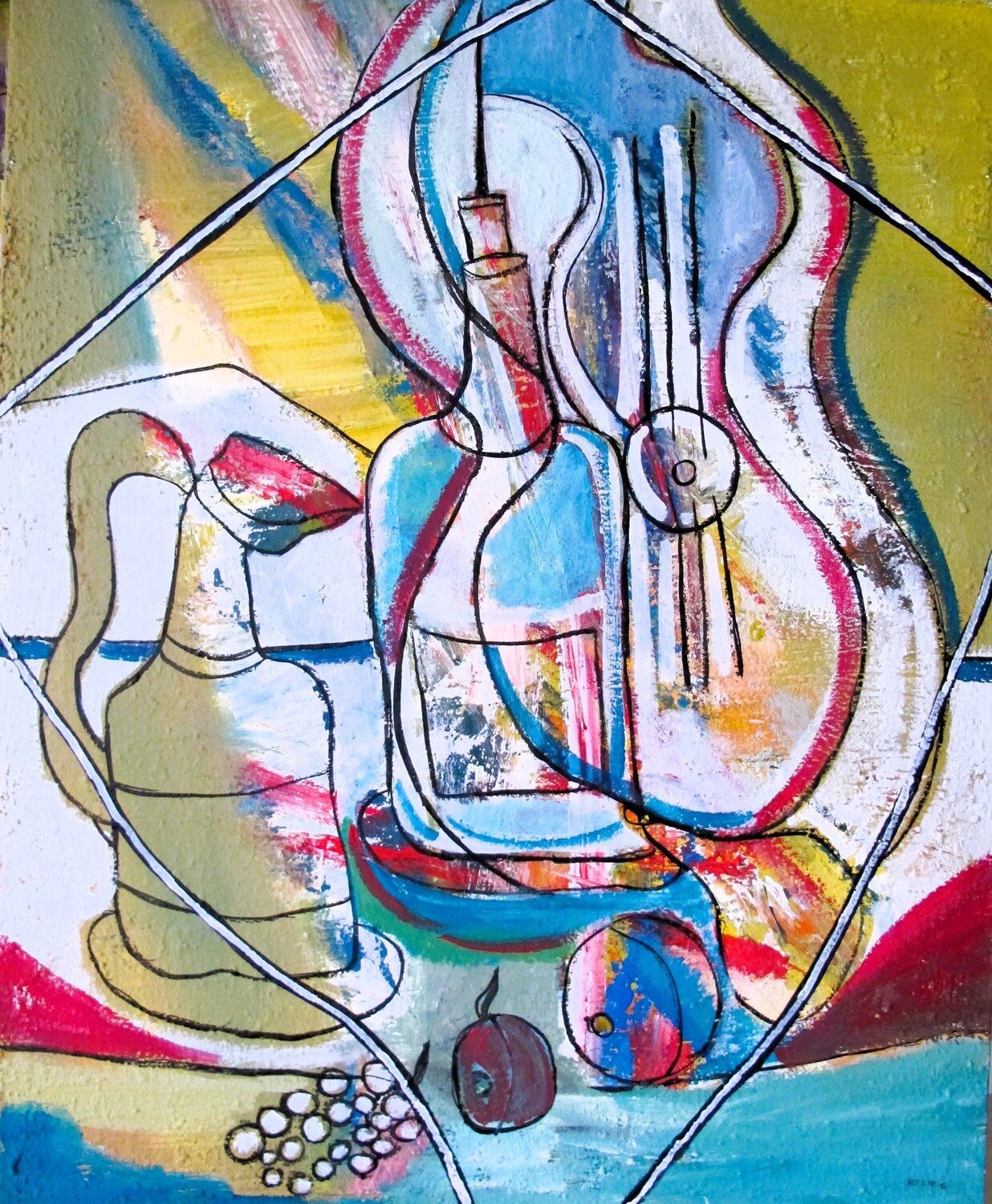Composition à la guitare Guillaume Defins Original painting for sale