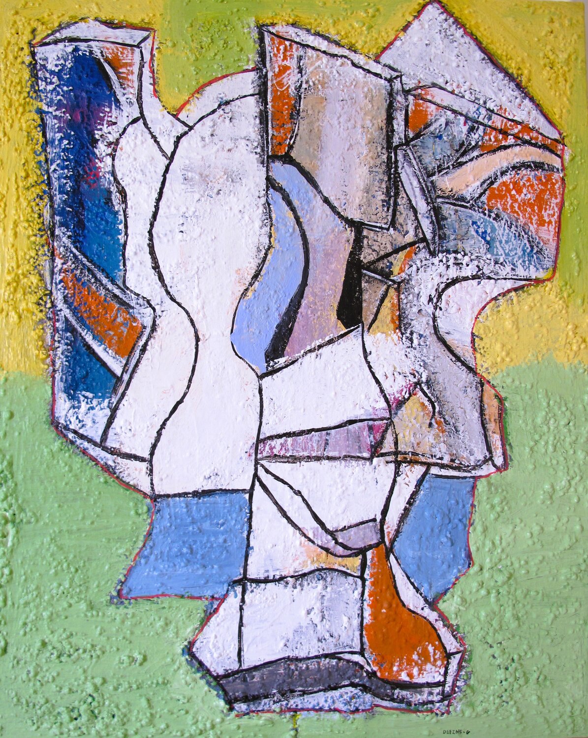Abstraction jaune orangée # 3 Guillaume Defins Original painting for sale