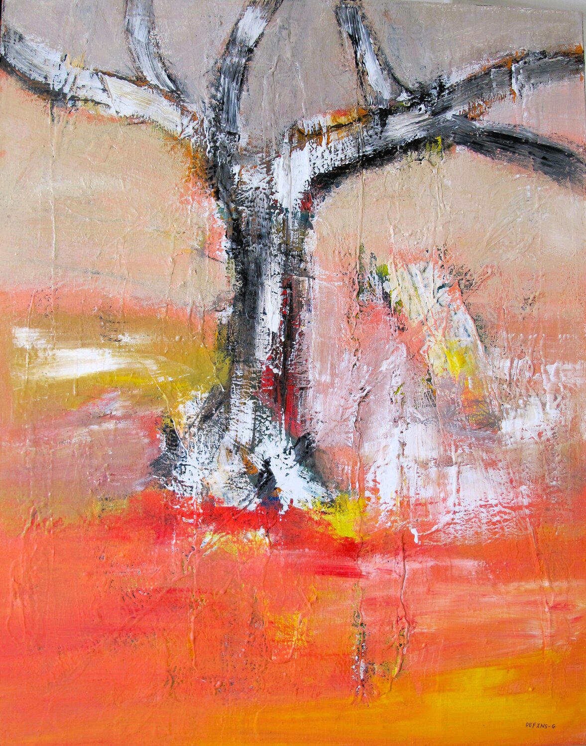 Arbre sous la pluie Guillaume Defins Original painting for sale