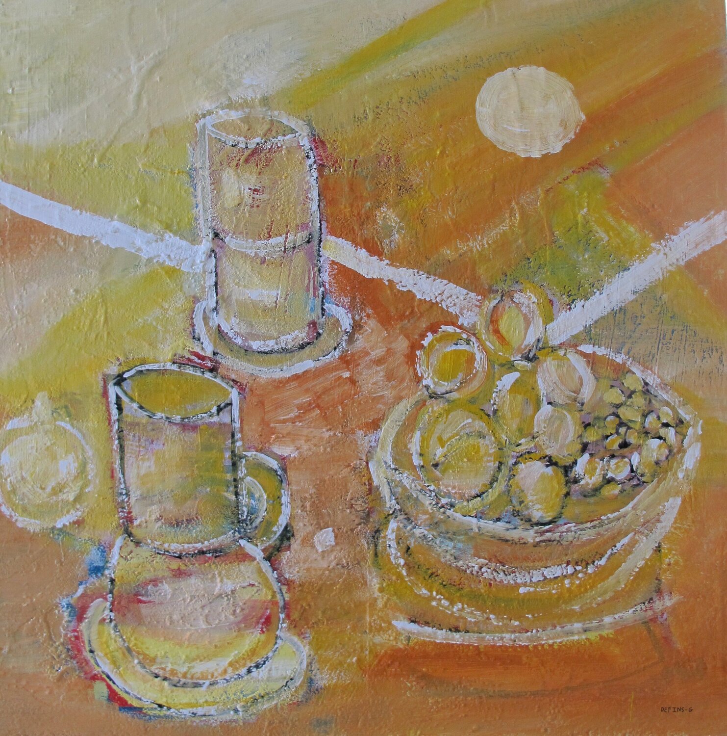 Compositions aux oranges Guillaume Defins Original painting for sale