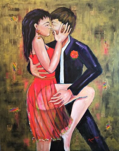 Tango, rouge passion by Mahé Ros, Painting for Sale on Select