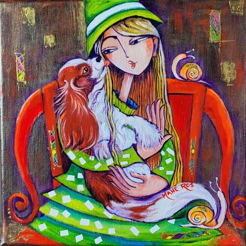 Le fauteuil rouge by Mahé Ros, Painting for Sale on Select