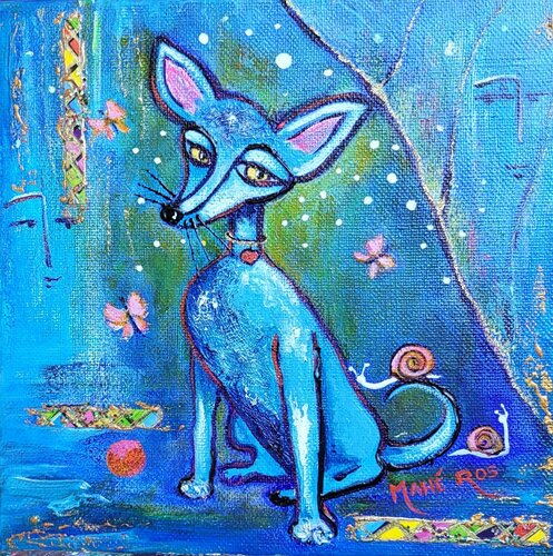 Le chien bleu by Mahé Ros, Painting for Sale on Select