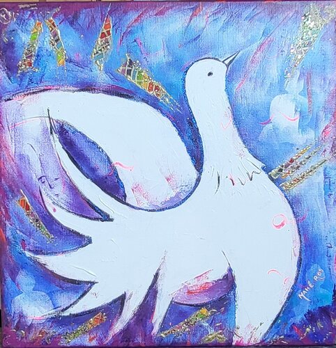 Colombe zen by Mahé Ros, Painting for Sale on Select