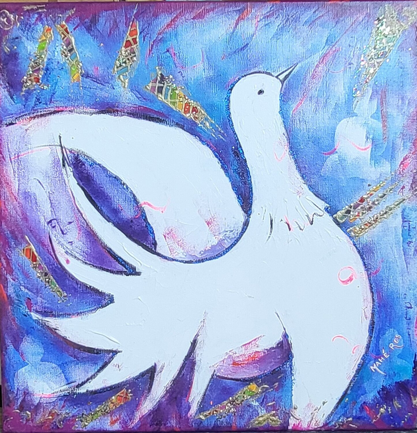 Colombe zen Mahé Ros Original painting for sale