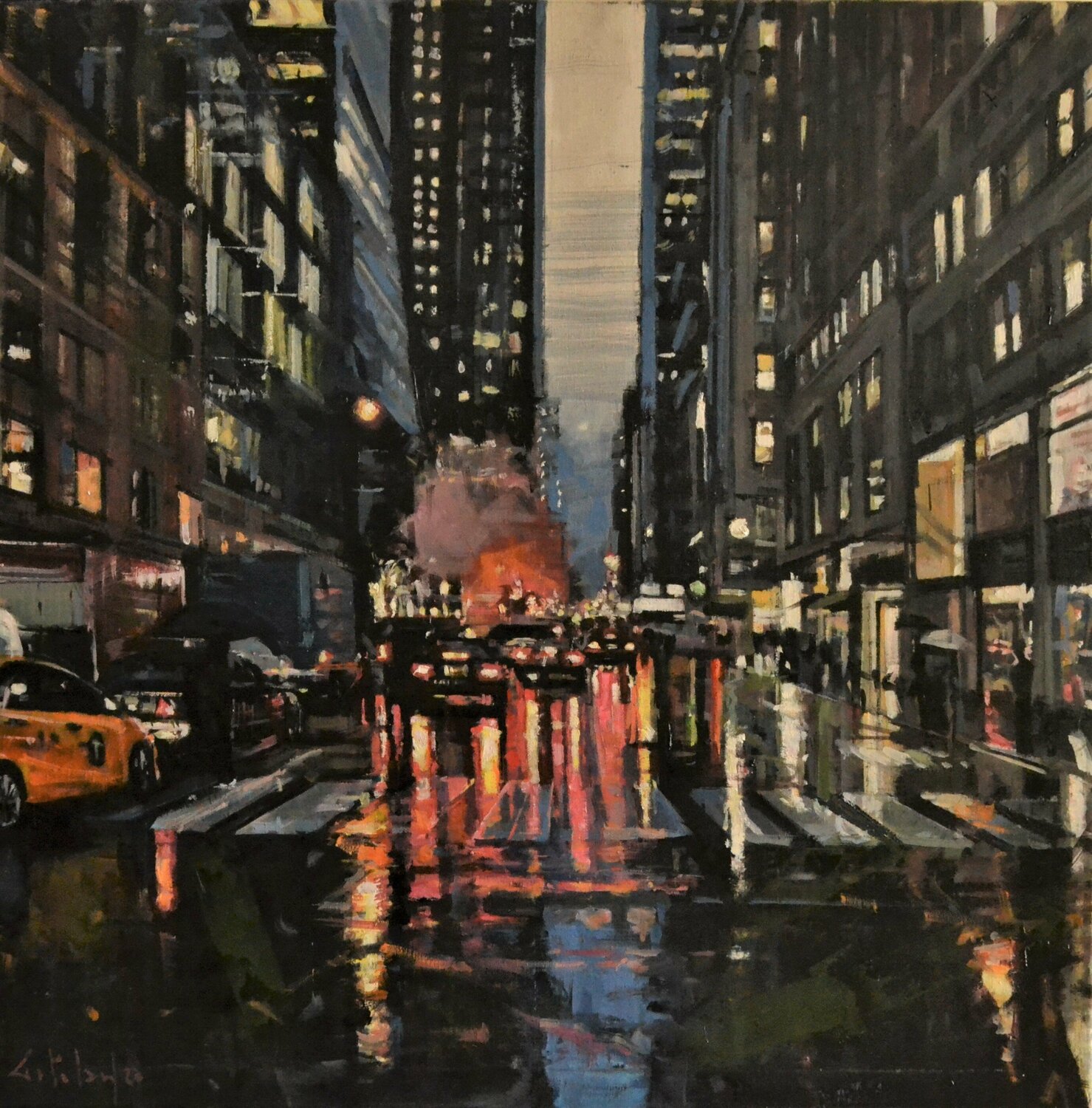 NYC NIGHT Marco Ortolan Original painting for sale
