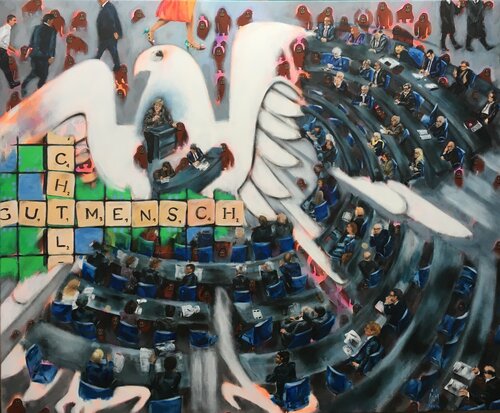 Affentheater by Anjuta Schneider, Painting for Sale on Select