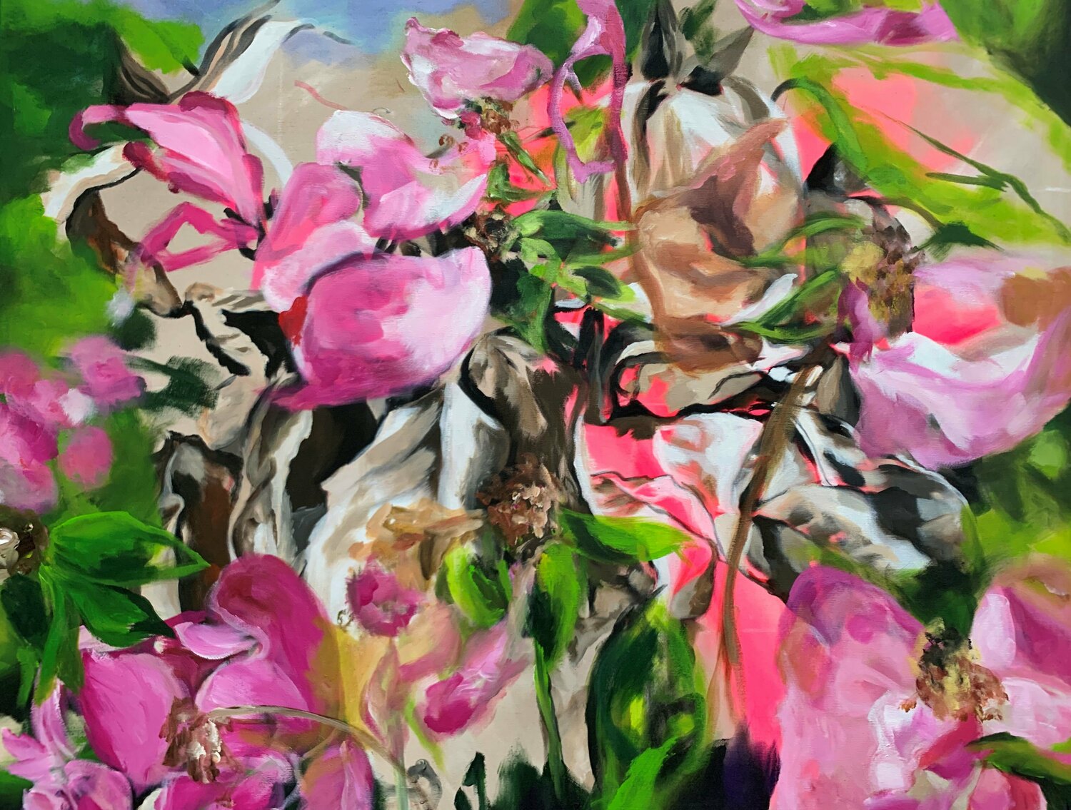 Fantasy flowers III Anjuta Schneider Original painting for sale