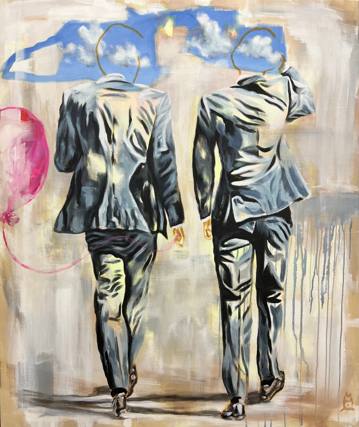 What future are we heading for? "Story tellers" Anjuta Schneider Original painting for sale