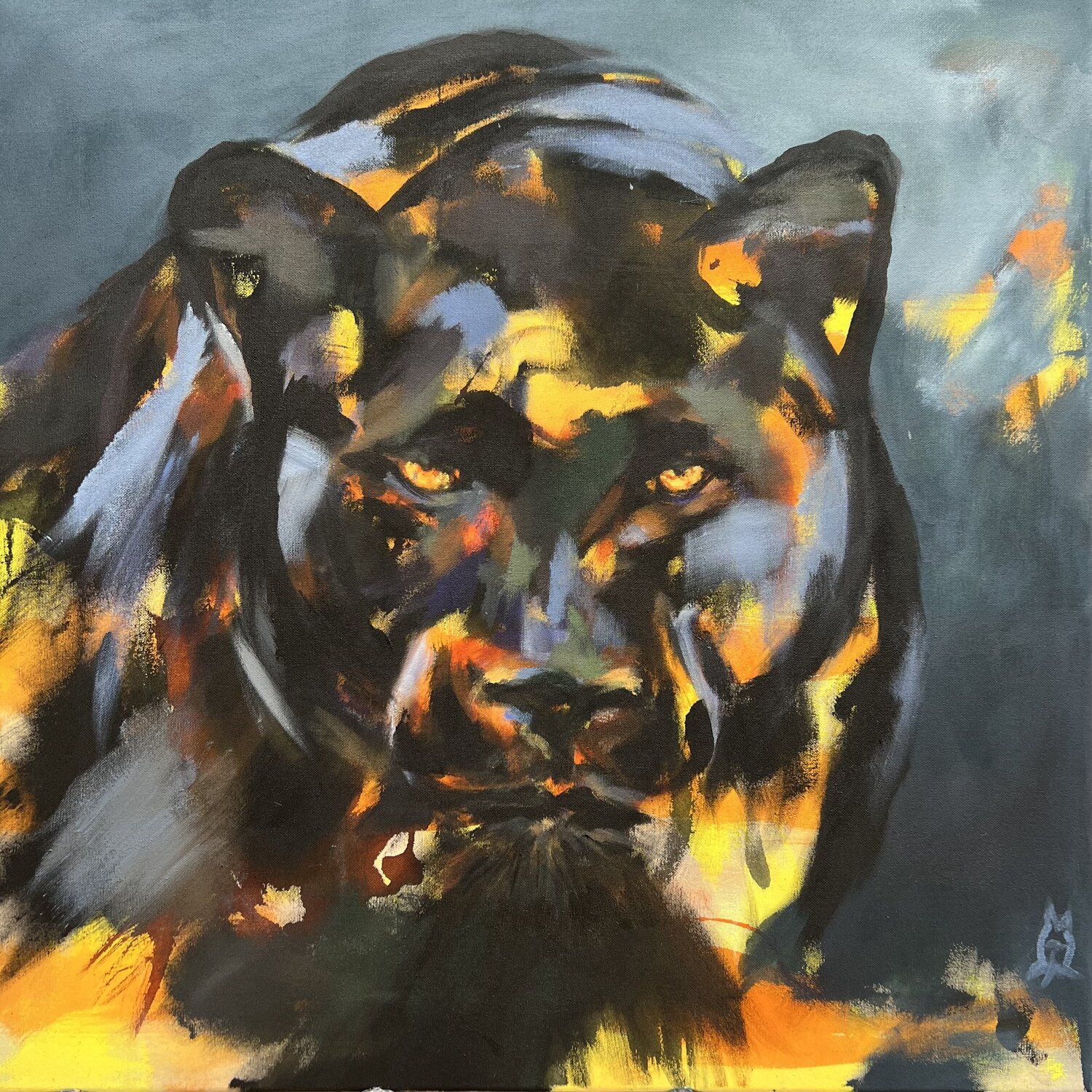 In focus - panther Anjuta Schneider Original painting for sale