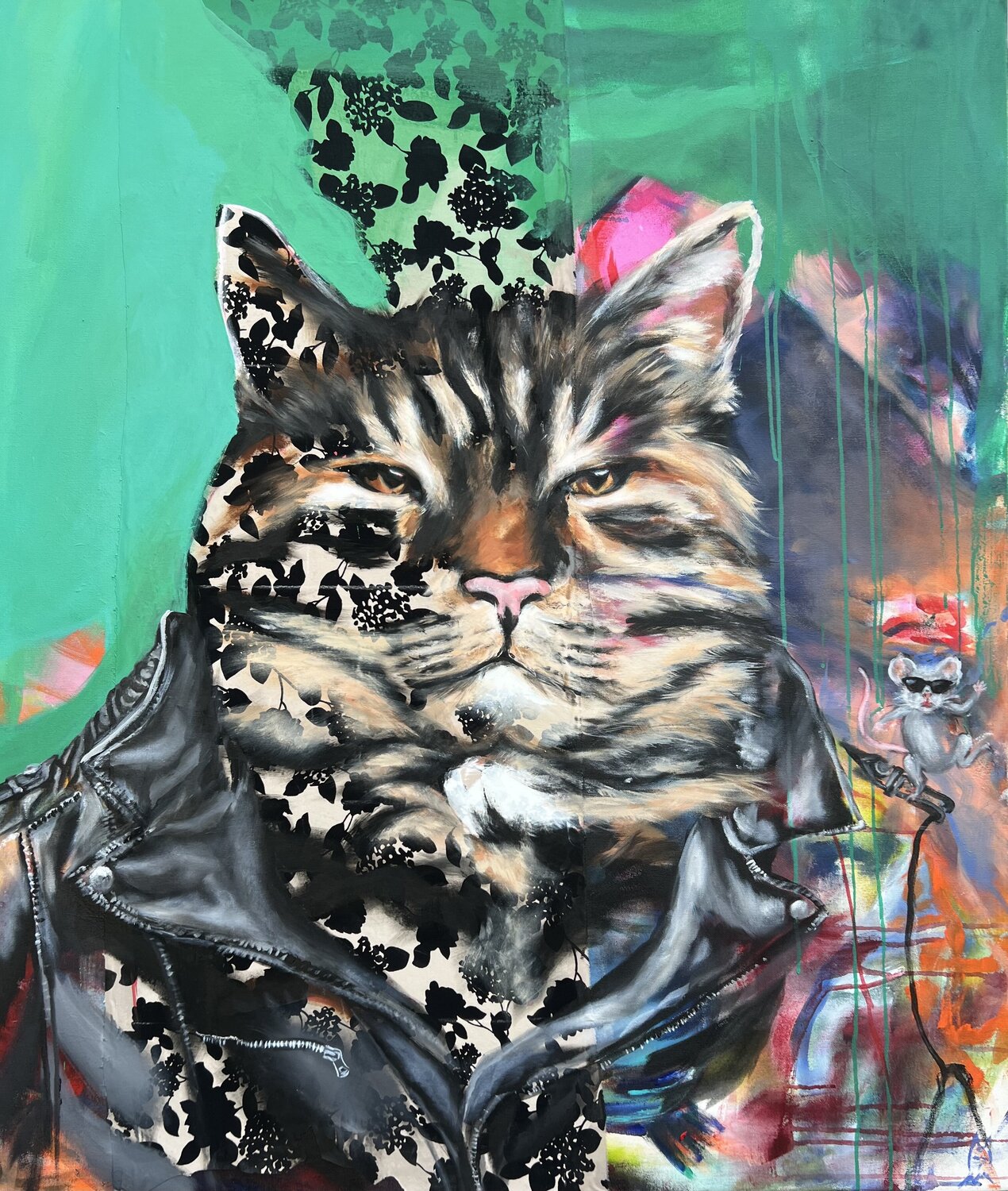 Cat and Mouse Anjuta Schneider Original painting for sale