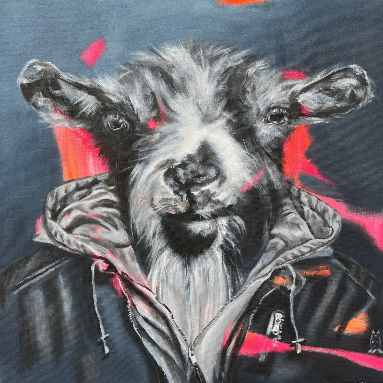 Goat "Bocky" Anjuta Schneider Original painting for sale