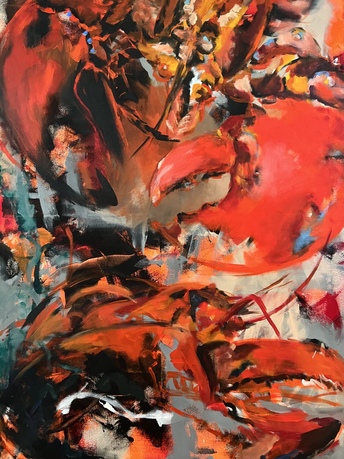 Lobster I - My idea of the world under water Anjuta Schneider Original painting for sale