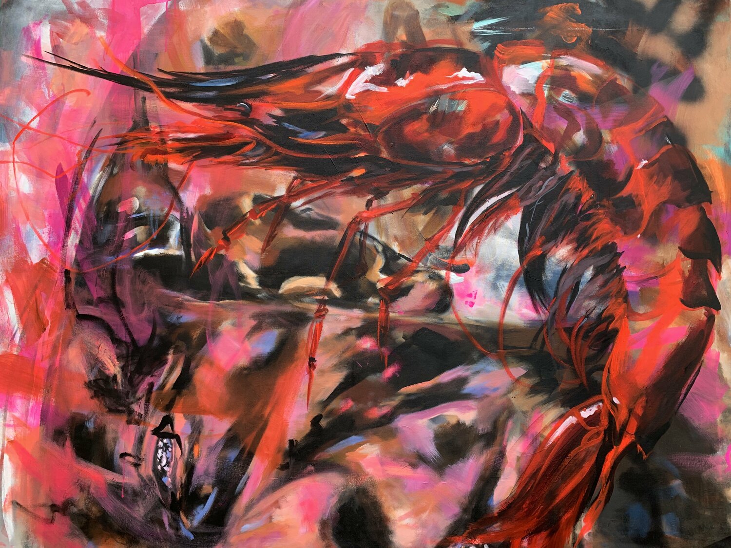 Gamba Carabiniera - My idea of the world under water Anjuta Schneider Original painting for sale