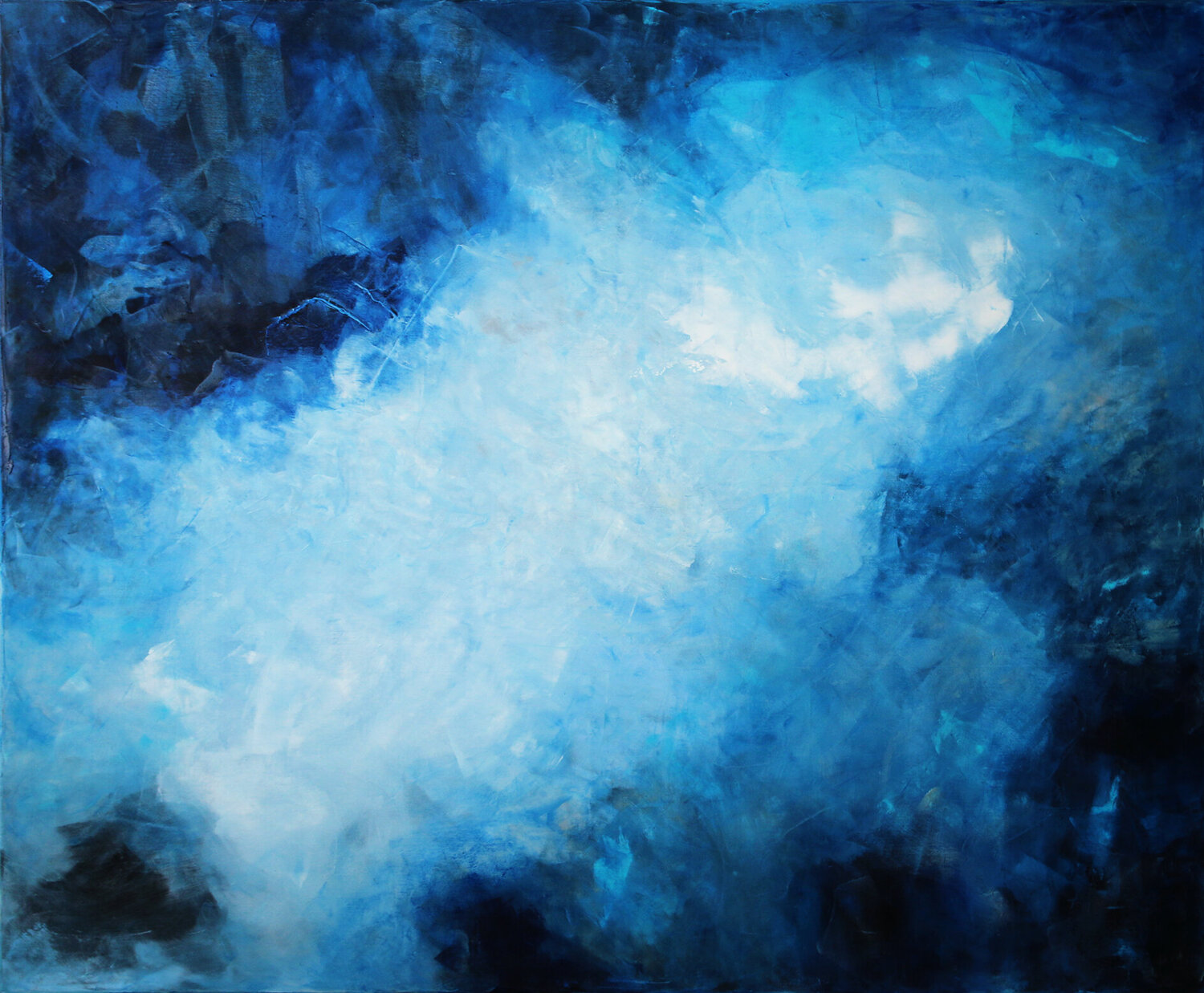 oil painting - Navy blue and silver II Maja Gajewska Original painting for sale