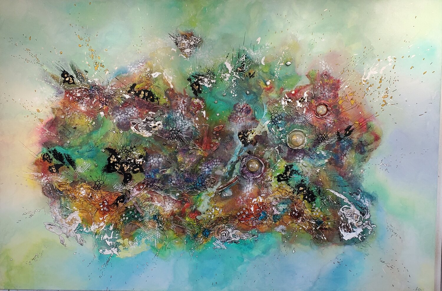 Fond marin : aquaspace Frédérique Chabin-Rivière Original painting for sale