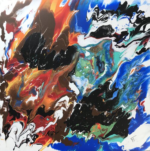 Les 4 éléments...La terre, l'eau, l'air et le feu. by Yves Thomas, Painting for Sale on Select