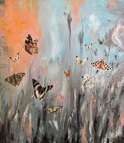 Borboletas revoloteando by Valeria Pesce, Painting for Sale on Select